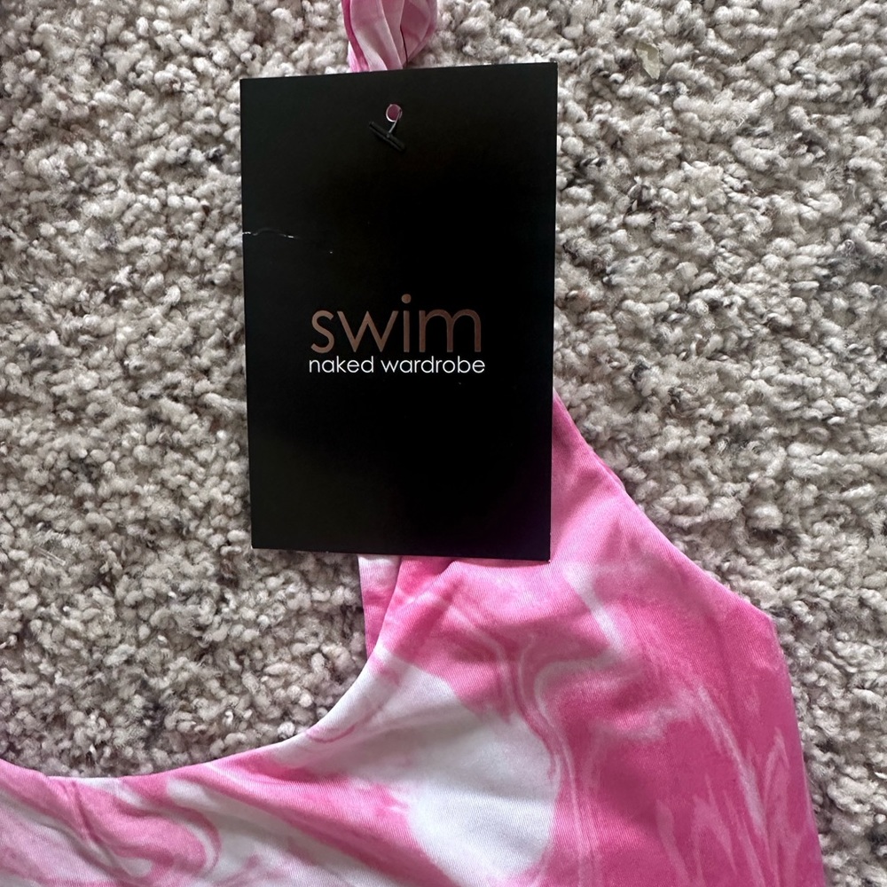 👙 NWT Naked Wardrobe Pink Marble One Piece Bathing Suit - Picture 5 of 8